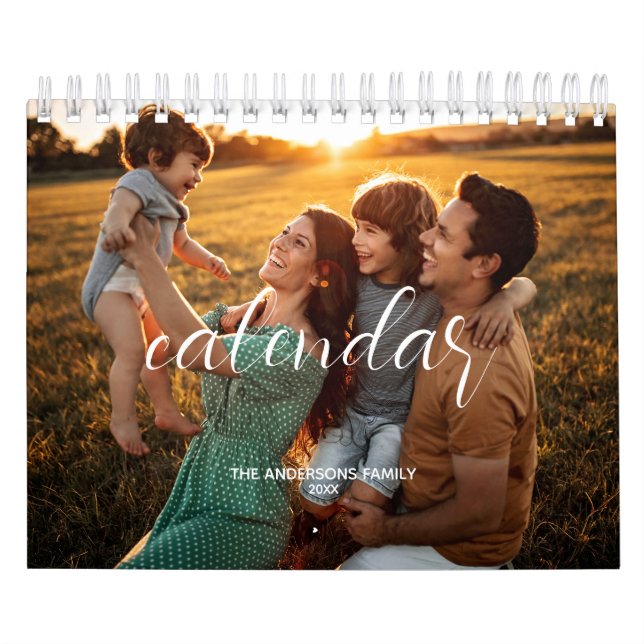 2026 Family Custom Photo Chic Script  Calendar (Cover)