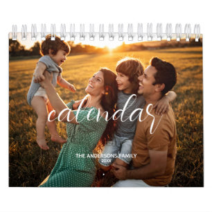 2026 Family Custom Photo Chic Script Calendar