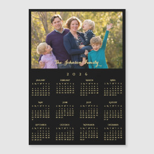 2026 Family Name Photo Calendar Personalized Card