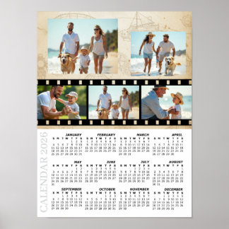 2026 Family Photo Calendar, Vintage, Industrial Poster