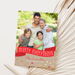 2026 FAMILY PHOTO cute confetti merry everything Holiday Card