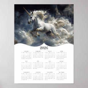 2026 Fantasy Unicorn Full Year Wall Calendar Poster