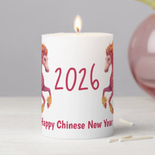 2026 Fiery Horse – Happy Chinese New Year Pillar Candle