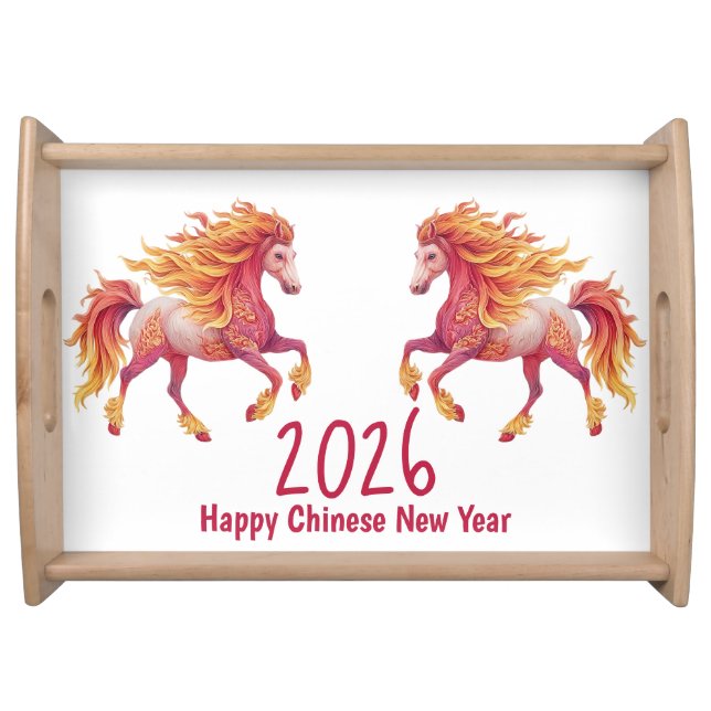 2026 Fiery Horse – Happy Chinese New Year Serving Tray (Front)