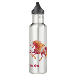 2026 Fiery Horse – Happy Chinese New Year Stainless Steel Water Bottle