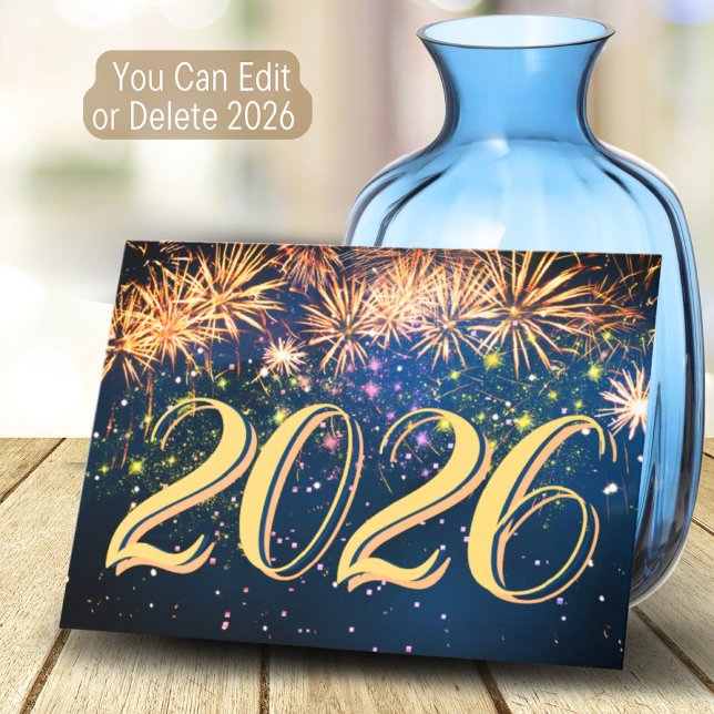 2026 Fireworks New Year Eve Party Merry Christmas Holiday Card (Creator Uploaded)