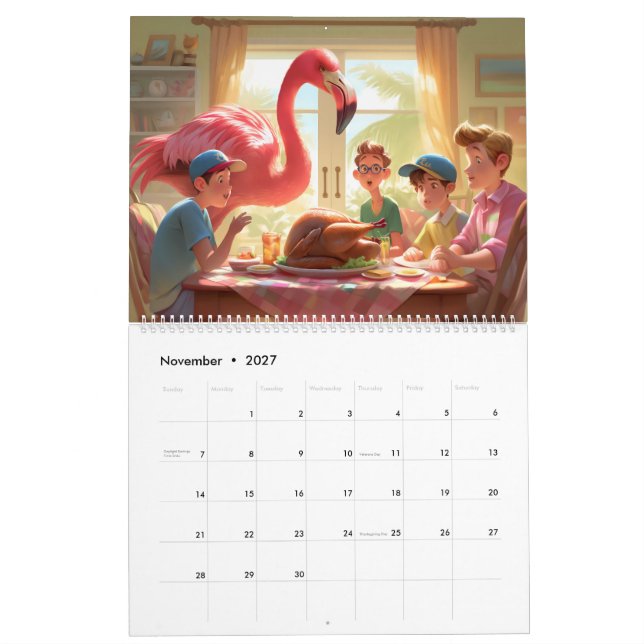 2026 Flamingo Flair Wall Calendar (Nov 2027)
