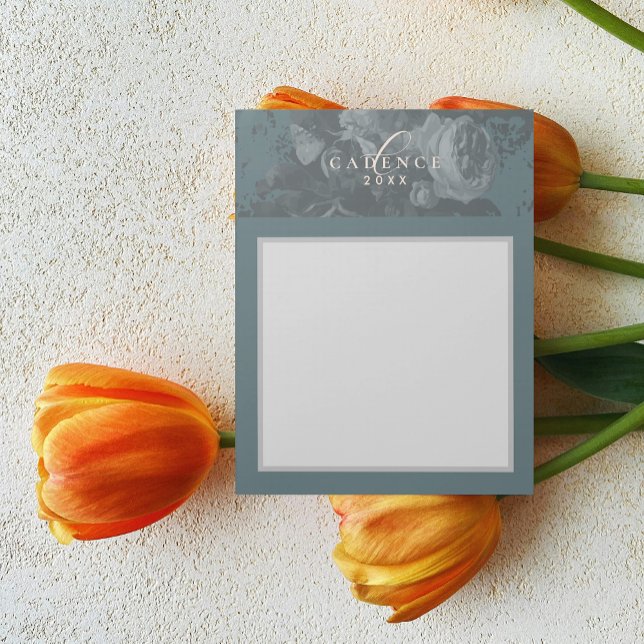 2026 Floral Chic Artistic Typography Teal Business Notepad (Creator Uploaded)