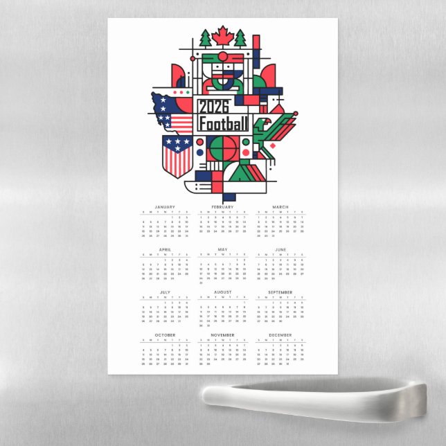 2026 Football Calendar USA, Canada, Mexico Magnetic Dry Erase Sheet (In Situ)