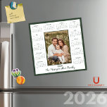 2026 Forest Green Photo Magnetic Calendar<br><div class="desc">2026 Modern Forest Green Photo Magnetic Calendar in white, with a modern Dark Green border. Add your photo and name for a fun, personalized gift! Perfect for stocking stuffers or small gifts for friends, family, and loved ones. ✨THIS IS FOR 2026.✨ Please contact us at cedarandstring@gmail.com if you need assistance...</div>