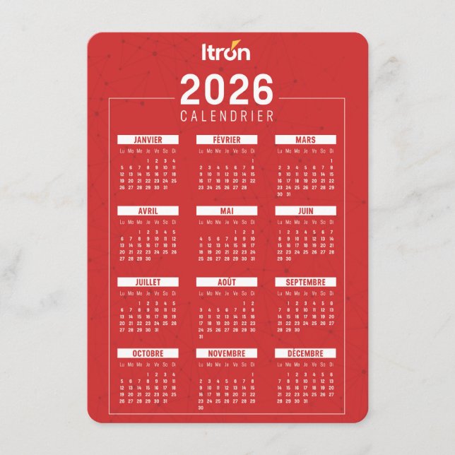 2026 French Red Calendar Enclosure Card (Front)
