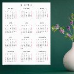 2026 Full Year Home Office Yearly Wall Calendar Poster<br><div class="desc">Custom, beautiful elegant script typography, simple plain black and white, 2026 full year, home room office decor, vertical yearly wall calendar poster. Makes a great custom gift for friends, family, peers, co-workers, for holidays, christmas, new years.</div>
