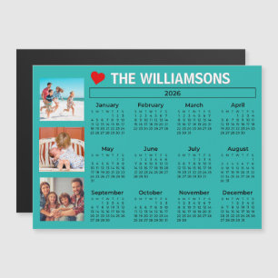 2026 Fun Colorful Calendar Photo Collage Magnet