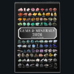 2026 Gem & Mineral Crystals Gemstones Geologist Calendar<br><div class="desc">The ultimate 2026 wall calendar for gem and mineral lovers,  crystal collectors,  rockhounds,  geologists,  gemologists,  students etc... It's not just a calendar! Its also pretty wall decor AND a handy crystal identification chart! Makes a great stocking stuffer and gift!</div>