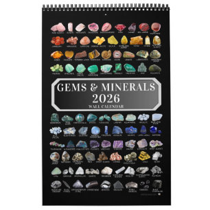 2026 Gem & Mineral Crystals Gemstones Geologist Calendar