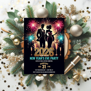 2026 Glamorous New Year's Eve Party Fireworks Invitation