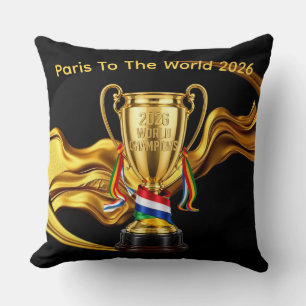 2026 Global Cup: Gold Fluid Paris To the world 8 Throw Pillow