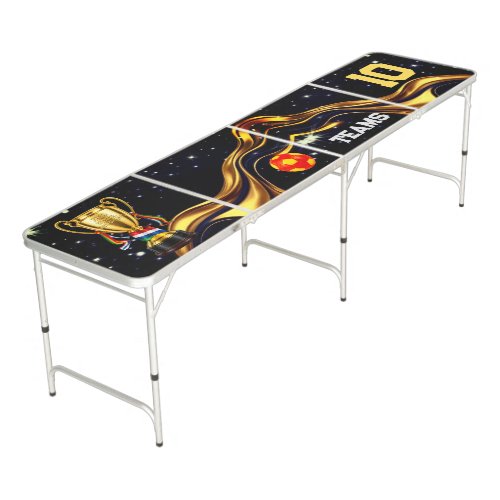 2026 Global Games: Opulent Gold Black Soccer Team  Beer Pong Table