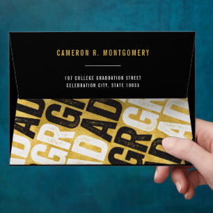 2026 Gold Bold GRAD Typography Stylish Graduation Envelope