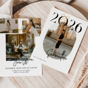 2026 Gold Coquette Bow Photo Graduation Invitation