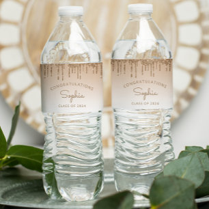 2026 Gold Glitter Drip Graduation Party Water Bottle Label