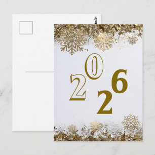 2026 Gold Glitter Snowflake New Year logo company  Postcard