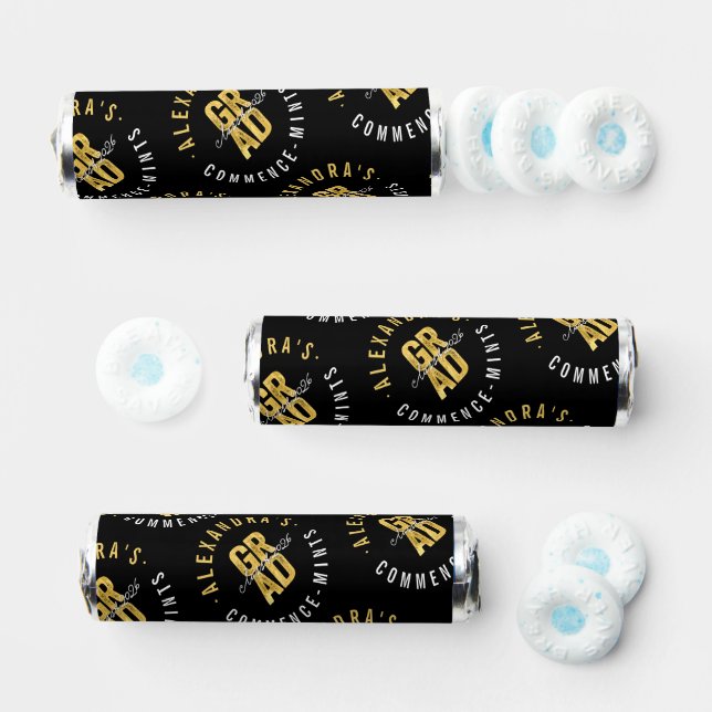 2026 Gold GRAD's Commence-mints Graduation Party Breath Savers® Mints (Assorted)