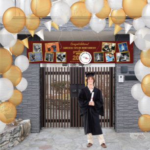 2026 Gold Sketch 10 Photo Collage Graduation Party Banner