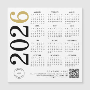 2026 Gold White Calendar Logo QR Code Business