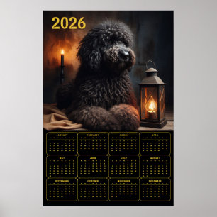 2026 Goldendoodle with Lantern and Candle Calendar Poster