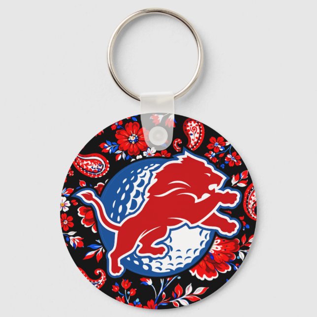 2026 GOLF - DURANT LIONS RED FLORAL KEYCHAIN (Front)