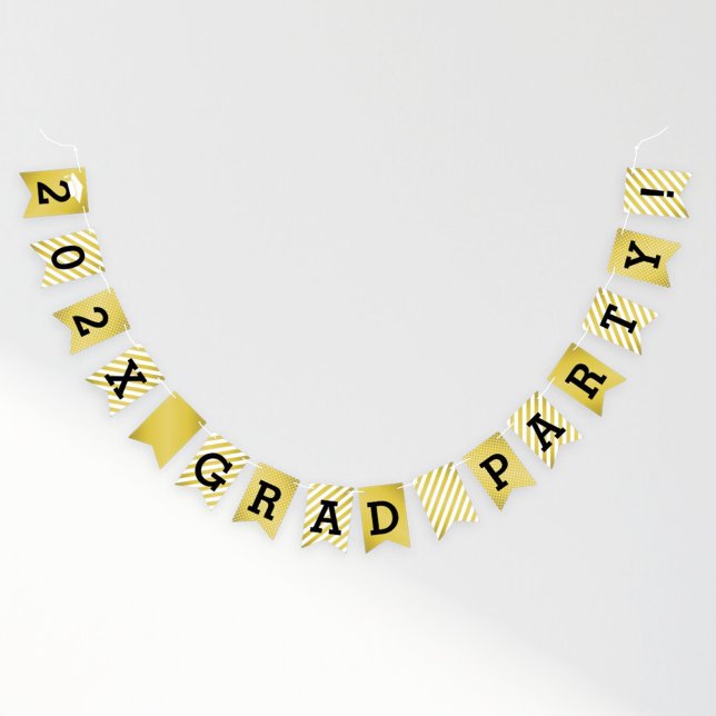 2026 Grad Party Modern Gold Graduation Bunting Flags (Creator Uploaded)