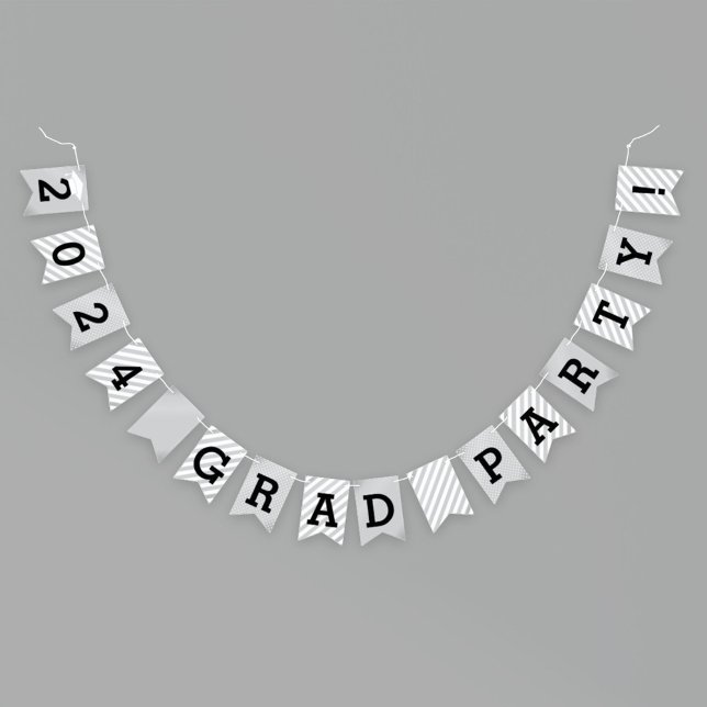 2026 Grad Party Modern Silver Graduation Bunting Flags (Creator Uploaded)