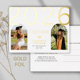 2026 graduate arch photos gold graduation party foil invitation postcard