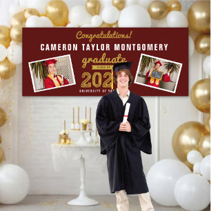 2026 Graduate Bold Sketch 2 Photo Graduation Party Banner