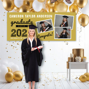 2026 Graduate Bold Sketch 3 Photo Graduation Party Banner