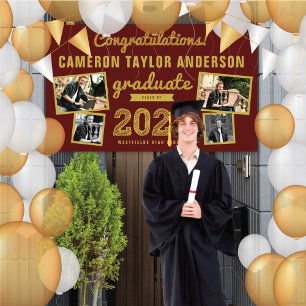 2026 Graduate Bold Sketch 4 Photo Graduation Party Banner