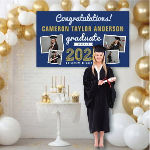 2026 Graduate Bold Sketch 4 Photo Graduation Party Banner