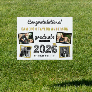 2026 Graduate Bold Sketch 4 Photo Graduation Party Sign