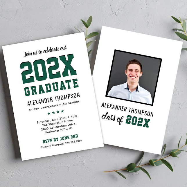 2026 Graduate Green Collegiate Photo Invitation (Creator Uploaded)