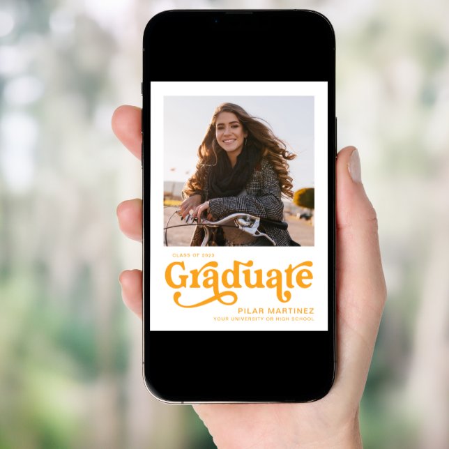 2026 Graduate Photo 70s Retro Orange Announcement (Front Digital)