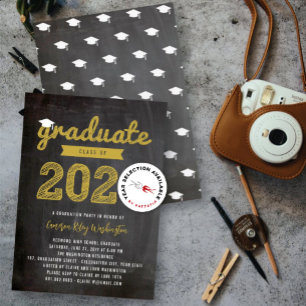 2026 Graduate Sketch Retro Chalkboard Grad Party Invitation