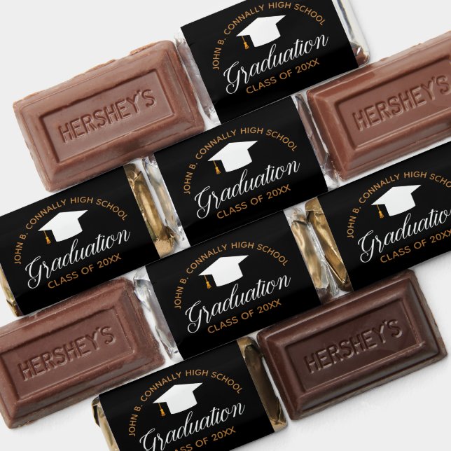 2026 Graduation Black Gold Chic Custom School Name Hershey's Miniatures (Assorted)