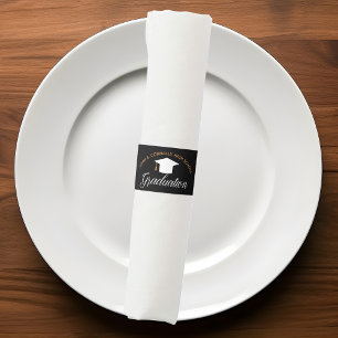 2026 Graduation Black Gold Custom High School Napkin Bands