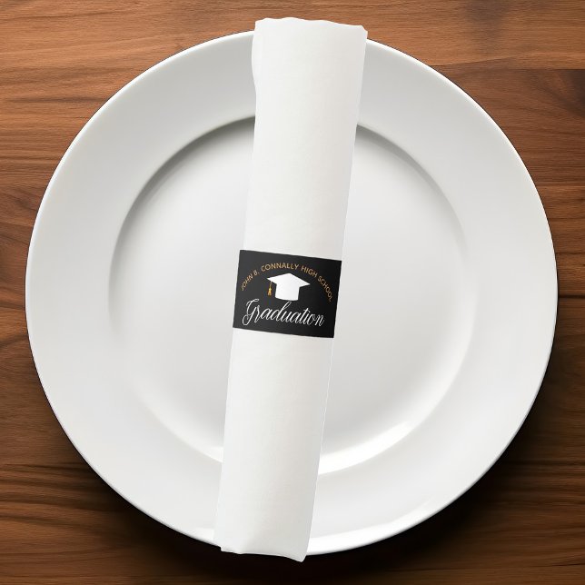 2026 Graduation Black Gold Custom High School Napkin Bands (Creator Uploaded)