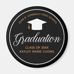 2026 Graduation Black Gold Personalized Graduate Magnet