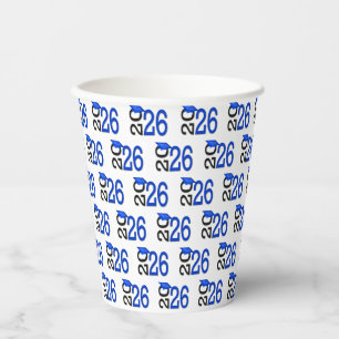 2026 Graduation Blue and Black Paper Cups