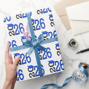 2026 Graduation Blue and Black Wrapping Paper