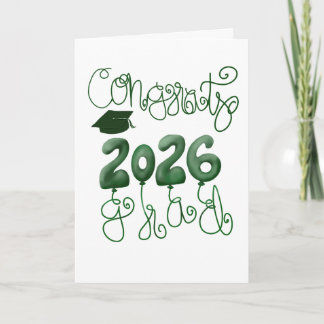 2026 Graduation Card in Green and white