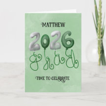 2026 Graduation Card in Green and white